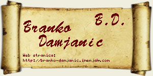 Branko Damjanić vizit kartica